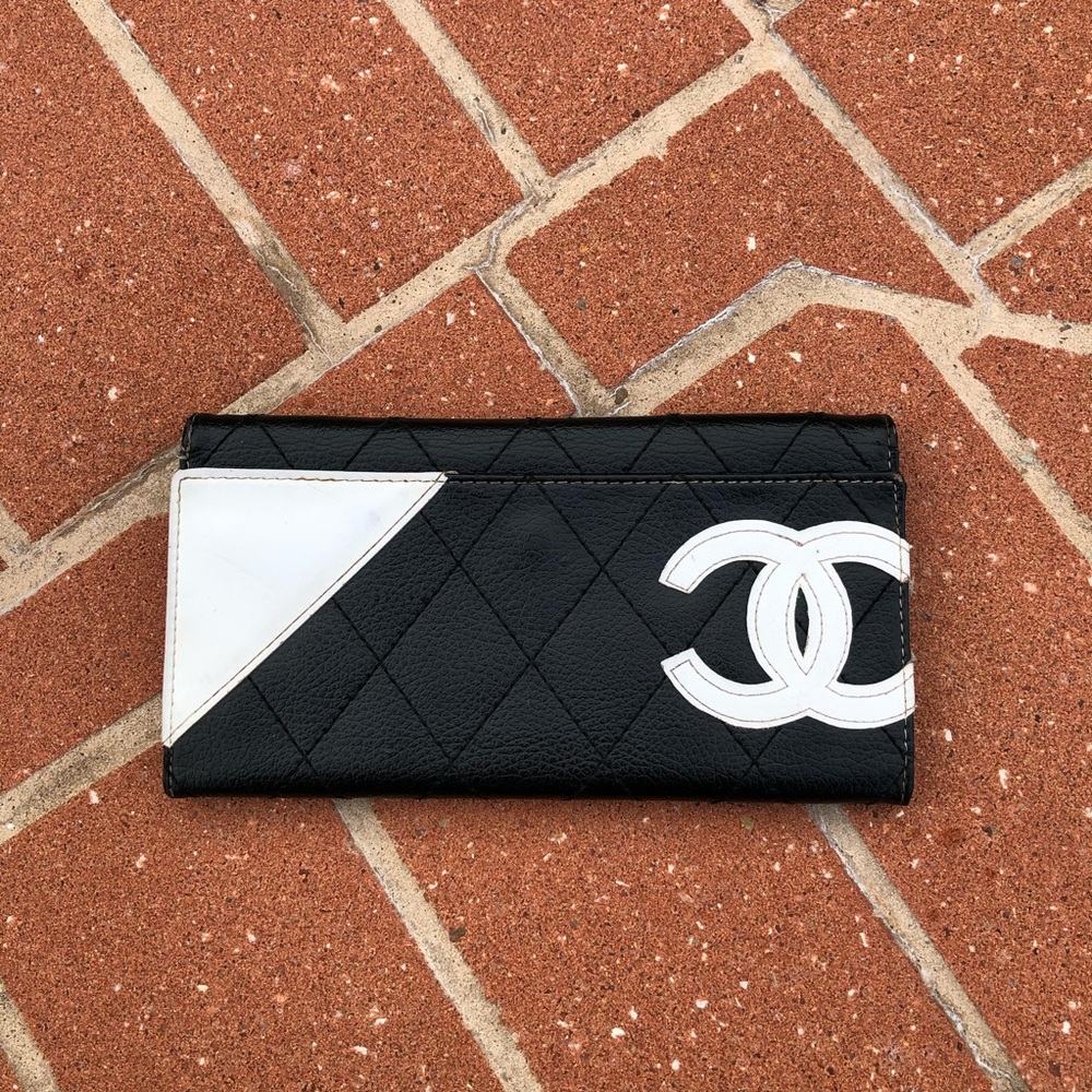 Cute Long Black & White Bifold Logo Design Wallet
